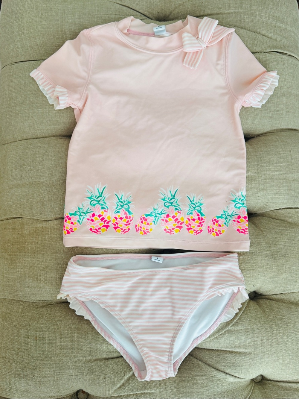 Janie and Jack Pink Pineapple Two-Piece Rashguard Swim Set